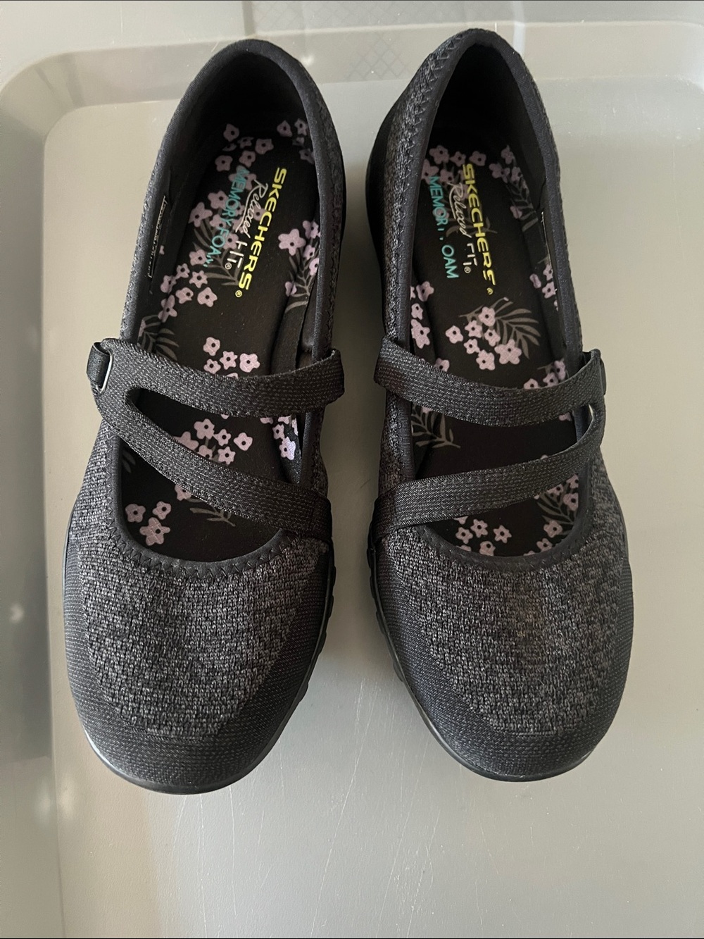 Skechers Black womens Mary Jane relaxed, fit memory foam slip one